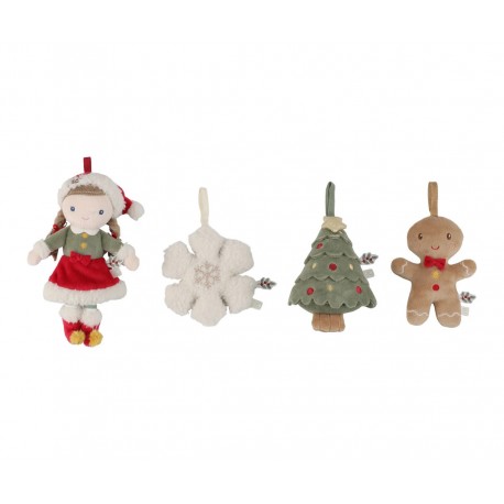 Set 4 Adornos de Navidad Rosa Little Dutch