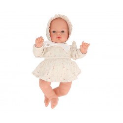 Muñeco Helena con Vestido y Gorrito White Flowers